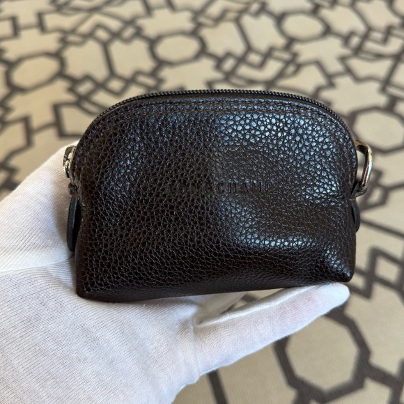 Longchamp Handbags - Longchamp Le Foulonne Brown Pebbled Leather Coin Purse Made in France